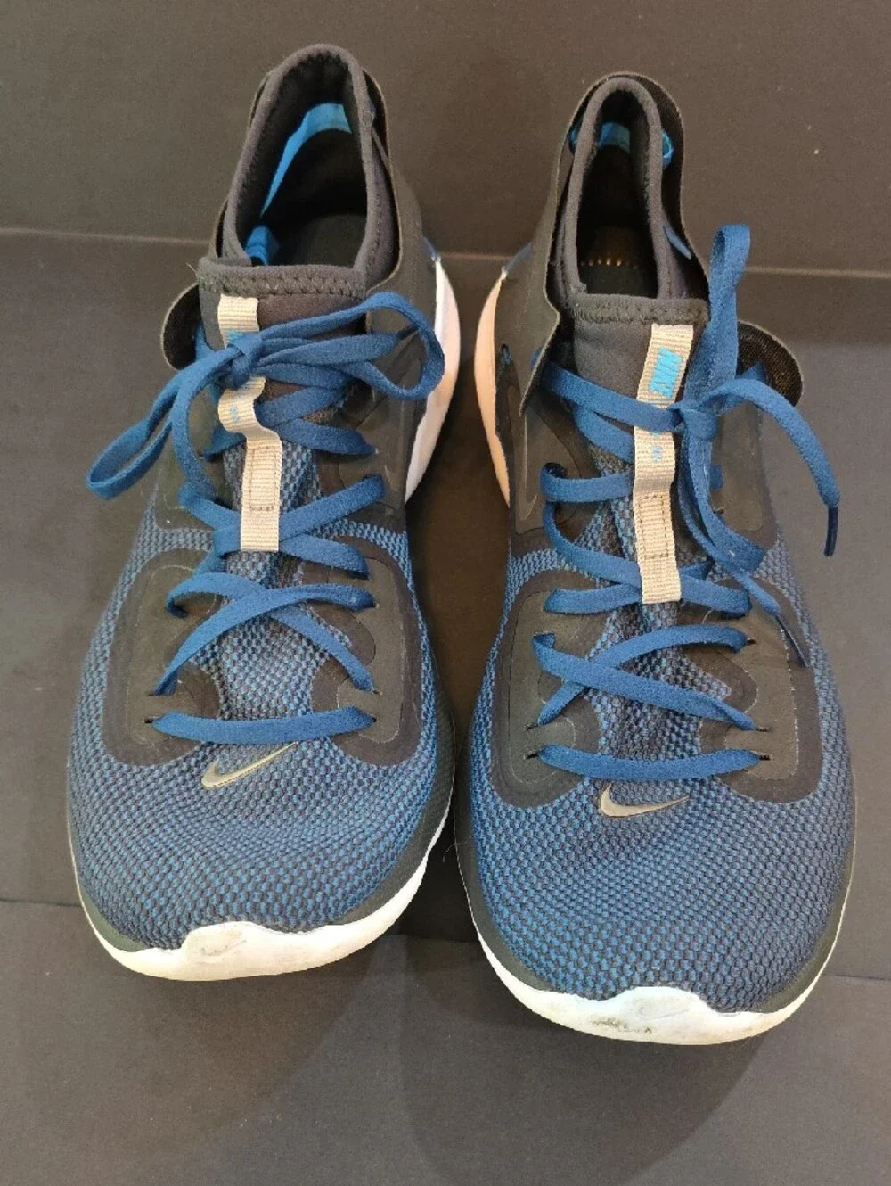 Nike Flex RN 2019 Men's Blue and Gray Training Sneakers with White Soles Size 13